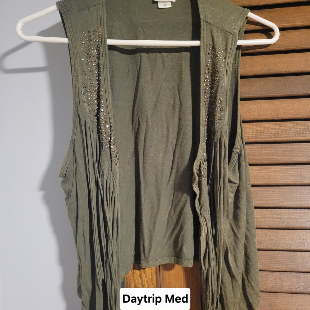 Daytrip Olive Sleeveless Top with Studded Detail